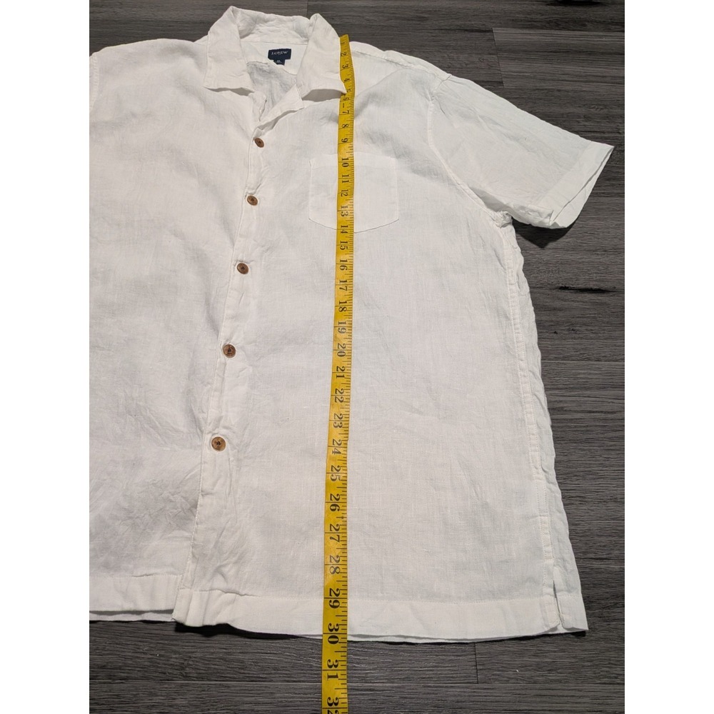 J.‎ Crew Men's White Linen Cotton Blend Button Down Short Sleeve Shirt Size XL - Picture 4 of 6
